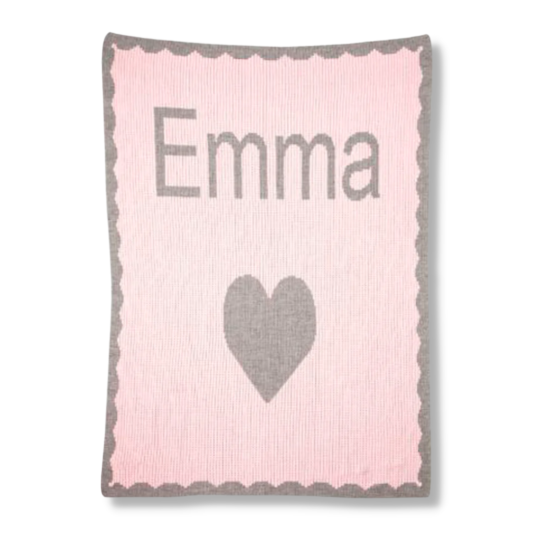 SINGLE HEART & SCALLOPED EDGE BLANKET