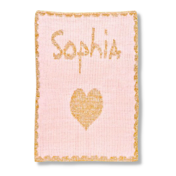 METALLIC SINGLE HEART & SCALLOPED EDGE STROLLER BLANKET
