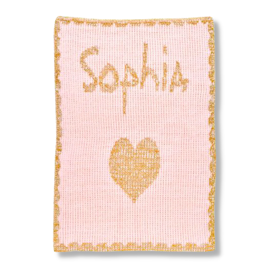 METALLIC SINGLE HEART & SCALLOPED EDGE STROLLER BLANKET