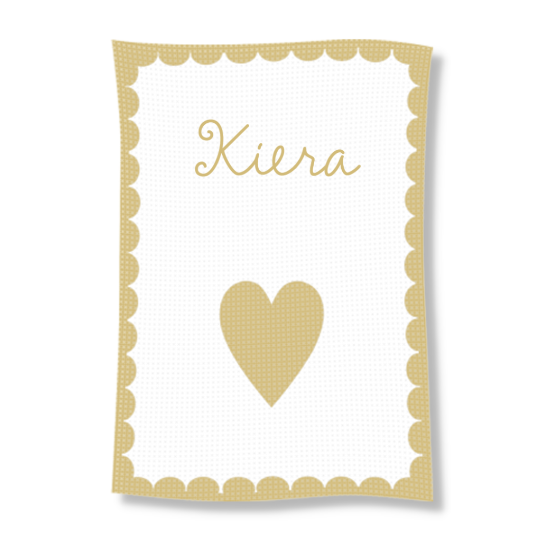 METALLIC SINGLE HEART & SCALLOPED EDGE STROLLER BLANKET
