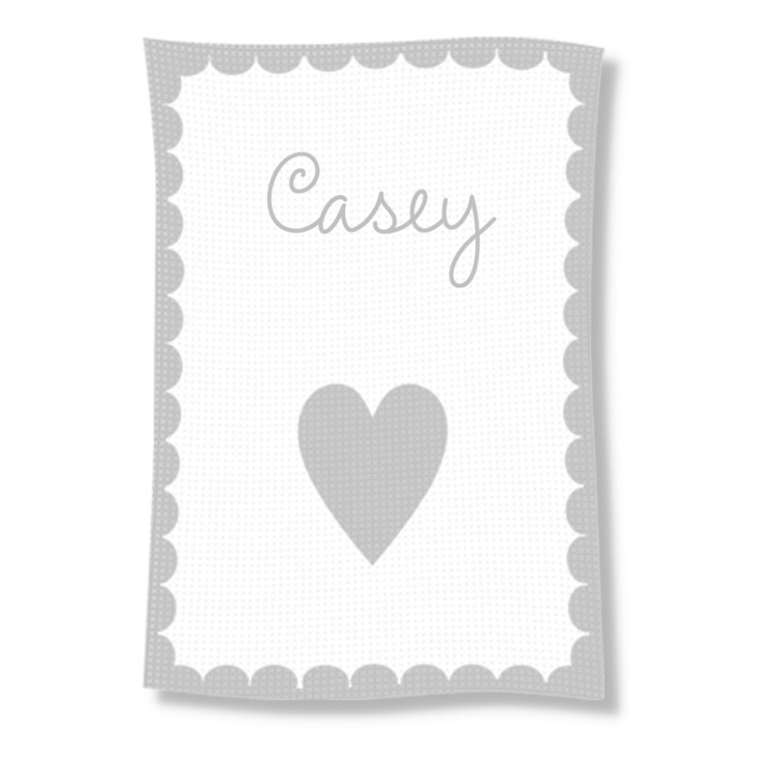 METALLIC SINGLE HEART & SCALLOPED EDGE STROLLER BLANKET