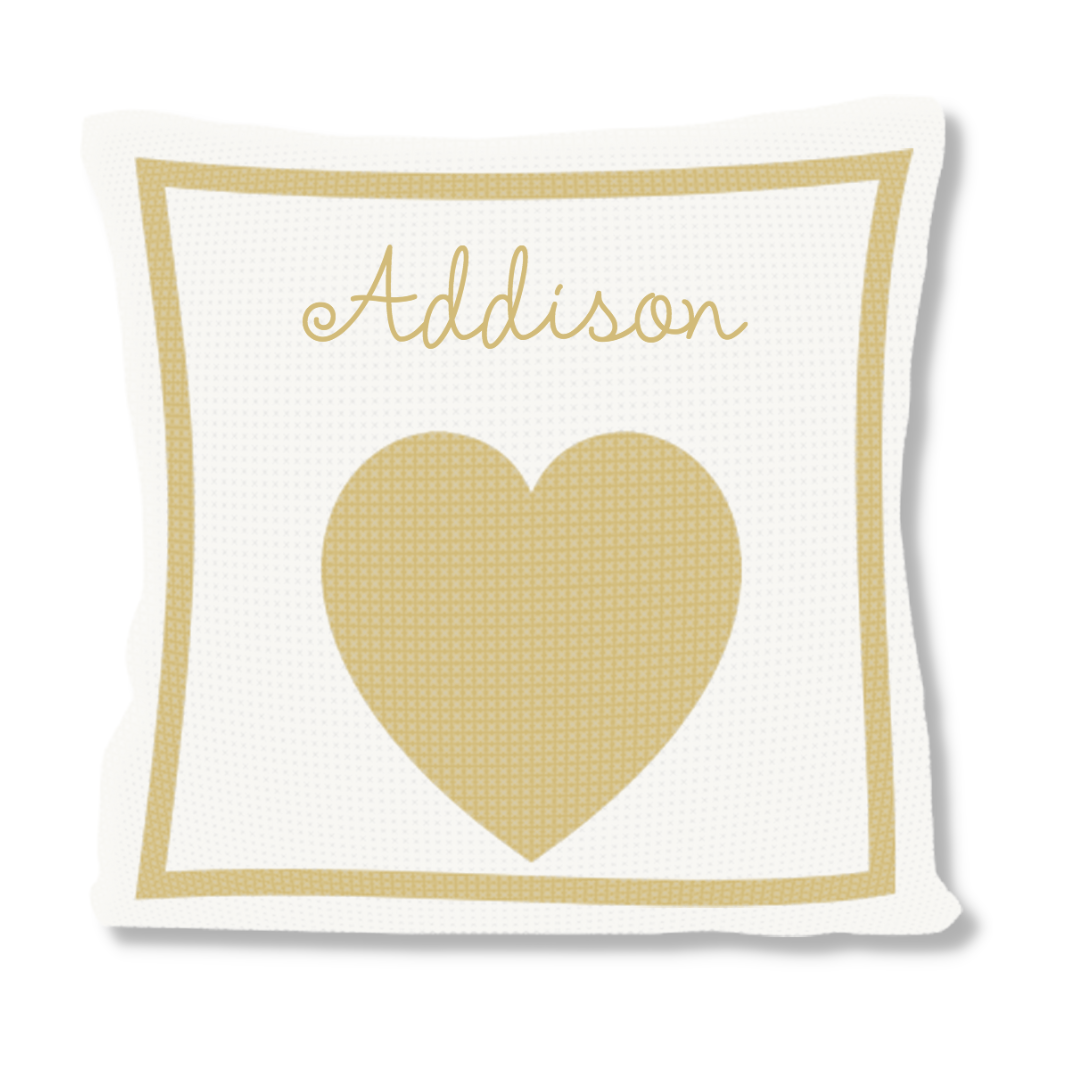 METALLIC SINGLE HEART & NAME PILLOW