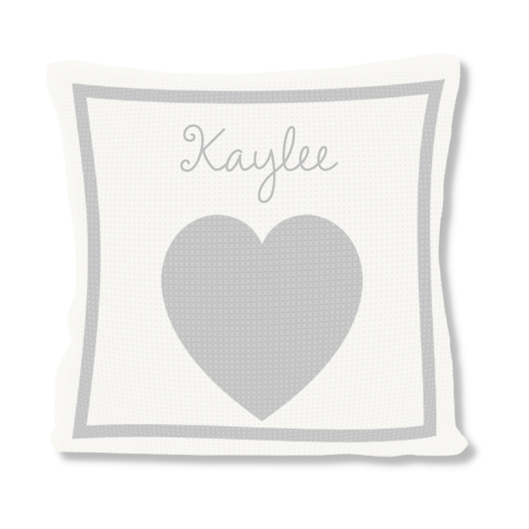 METALLIC SINGLE HEART & NAME PILLOW