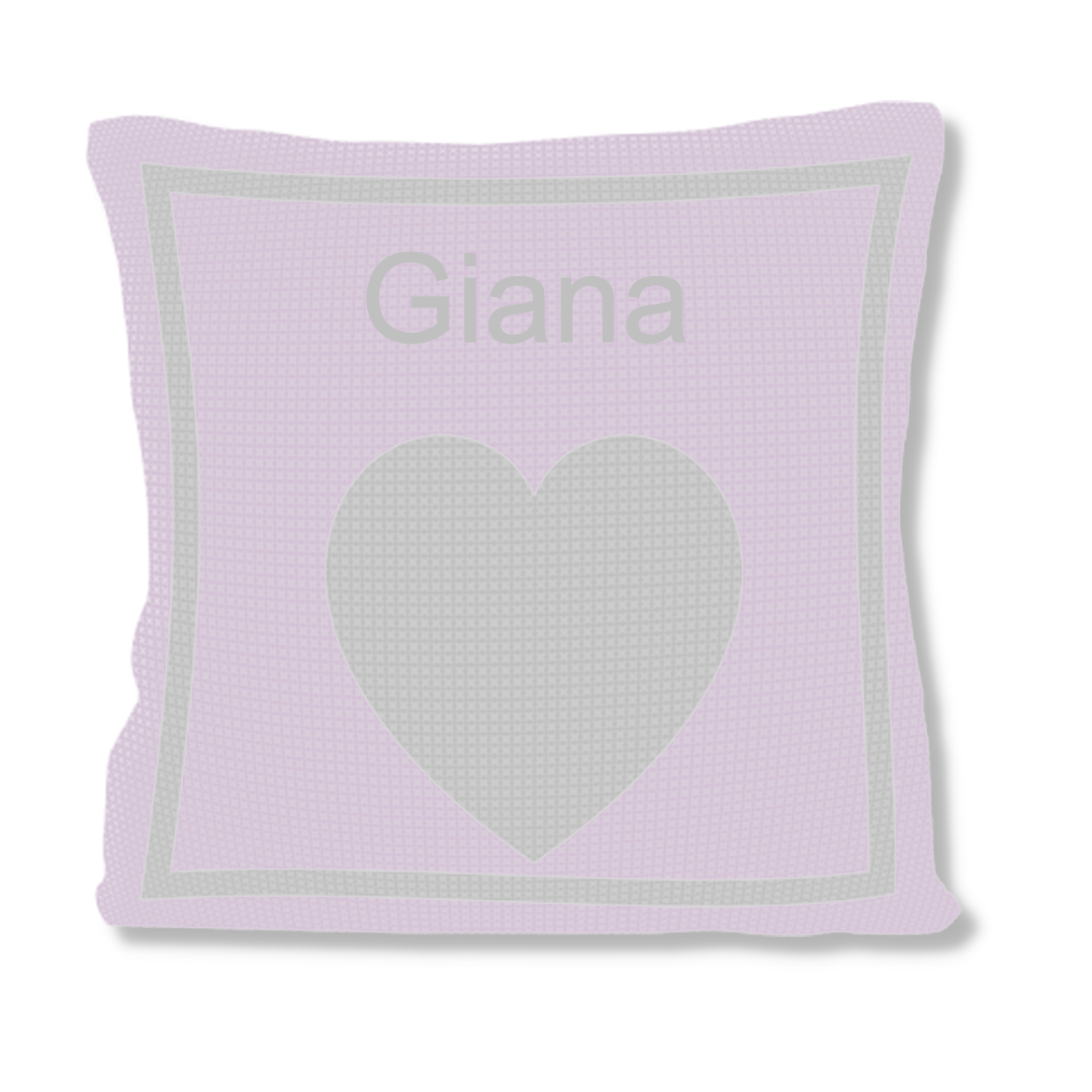 METALLIC SINGLE HEART & NAME PILLOW
