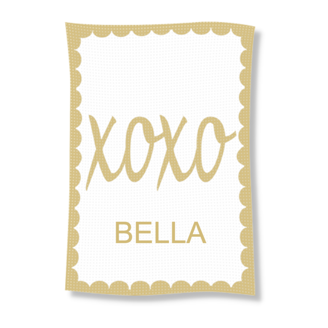 METALLIC HUGS & KISSES NAME STROLLER BLANKET