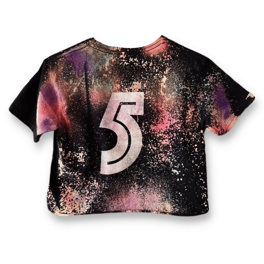 Black Reverse Dye Birthday Girl Crown & Heart Shirt Heart & Sole Back of Shirt with Age