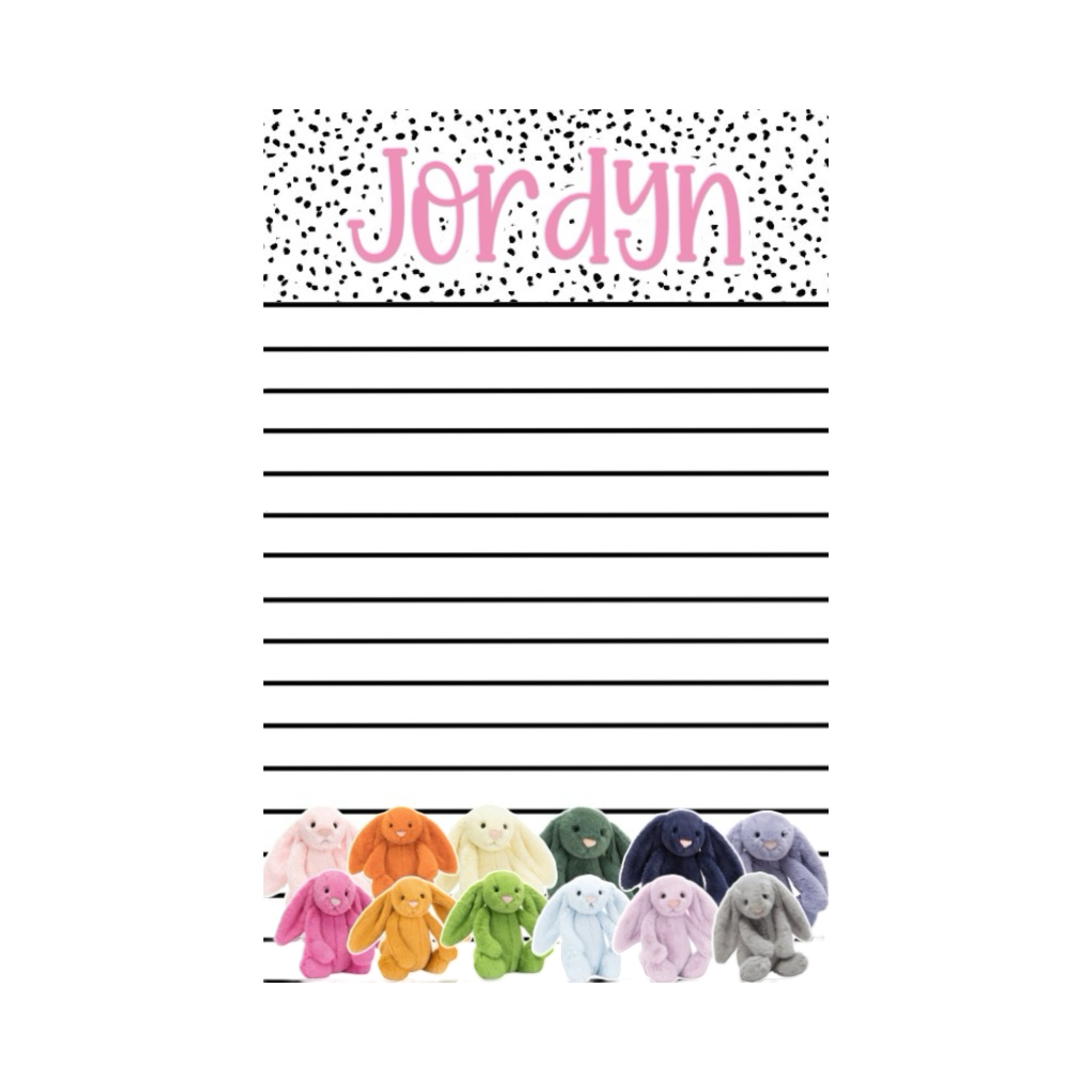 Girls Personalized  Notepad  Create – Bunny Love- Lined – CREATE’D 2025