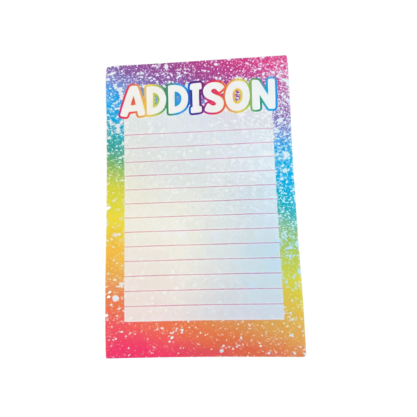 Addison Line Notepad R2S Rainbow & White Splatter