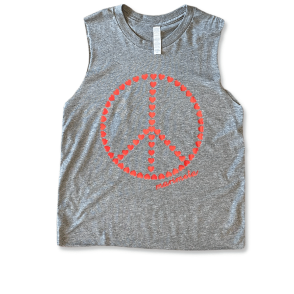Marimeta Gray Heart Peace Tank - Youth Large Ready to Ship