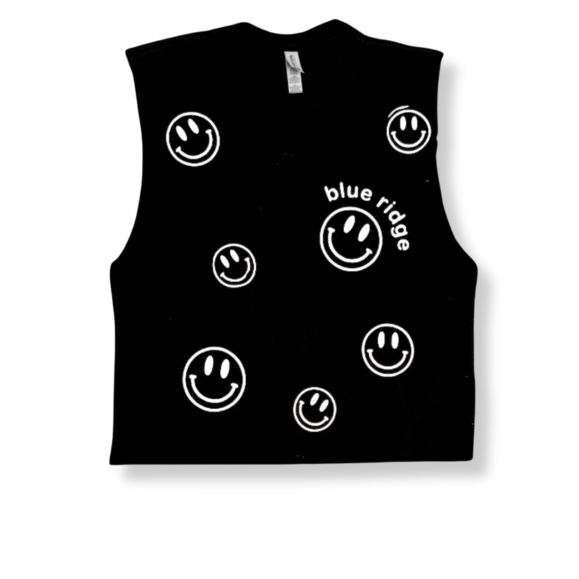 Blue Ridge Smiles Black Cut Tank – Adult Small