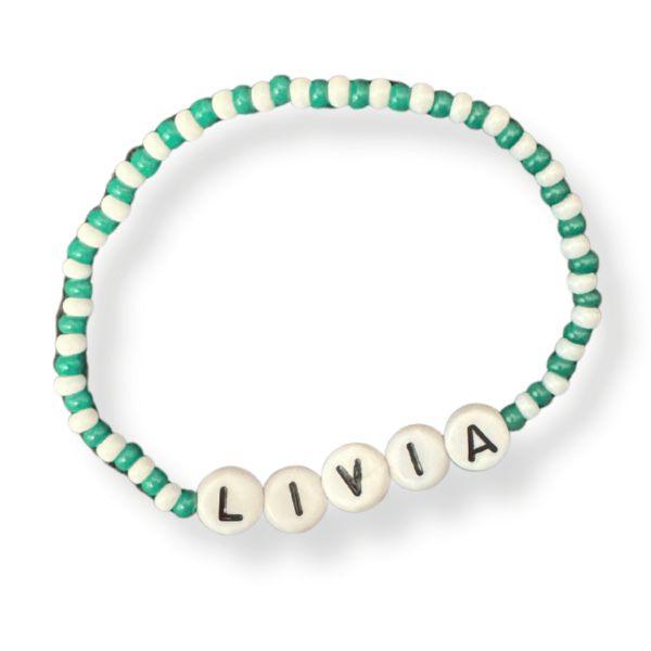 Livia Green & White Bead Bracelet