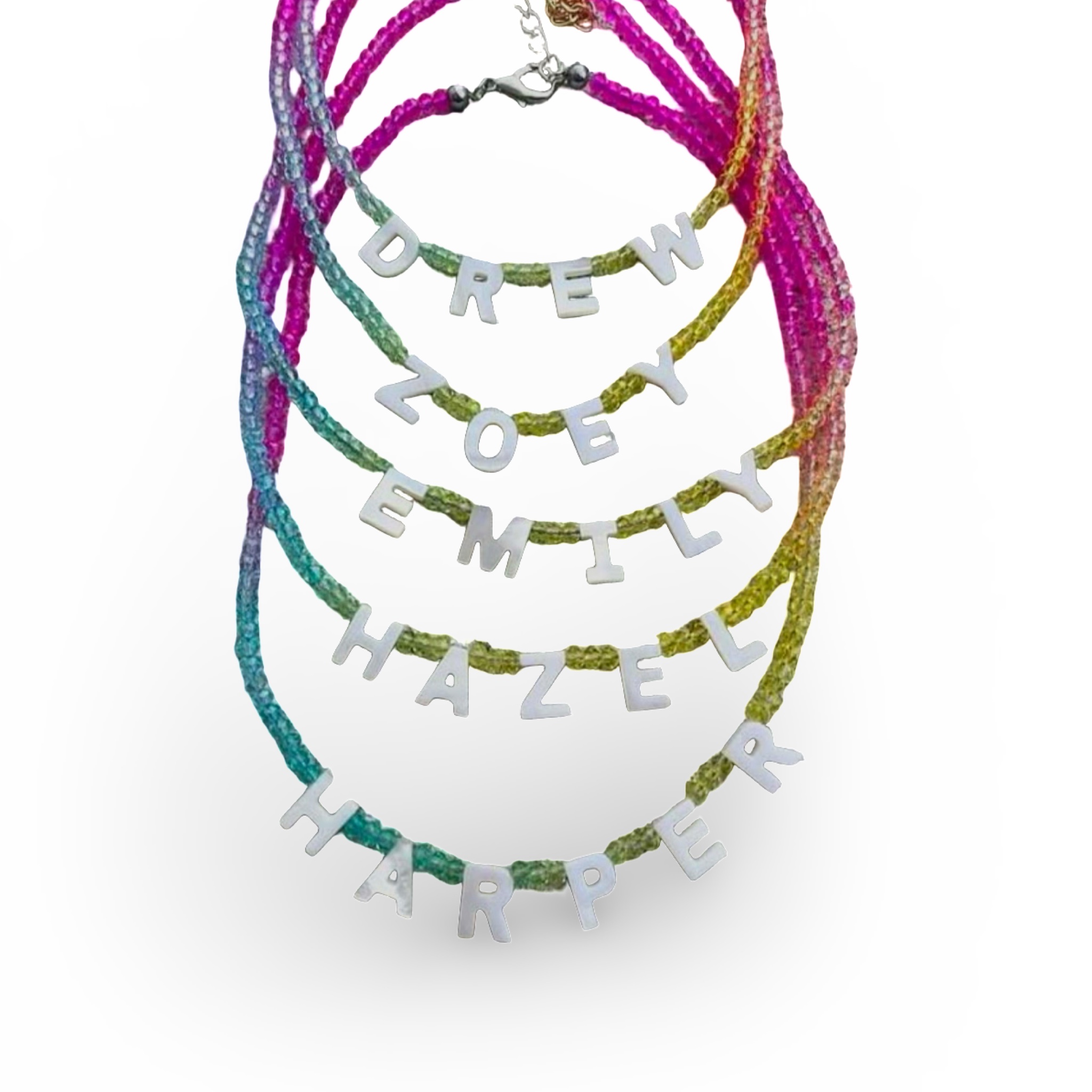 Pearl Letter – Rainbow Ombre Necklace – You Name it by Yonit