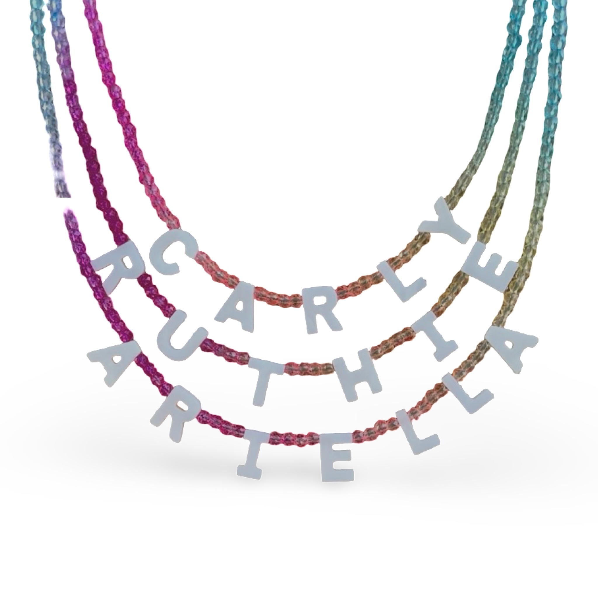 Pearl Letter – Rainbow Ombre Necklace – You Name it by Yonit