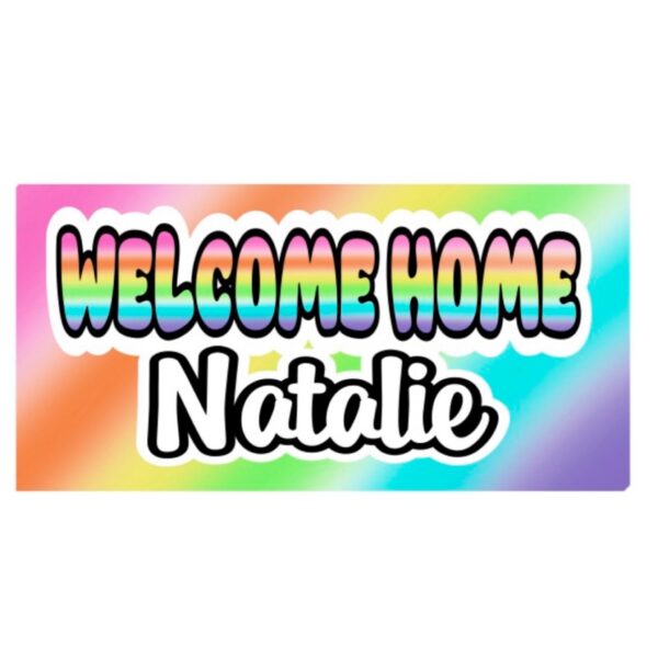 Welcome Home Banner - Rainbow Spray (55" x 30") - Namedrops