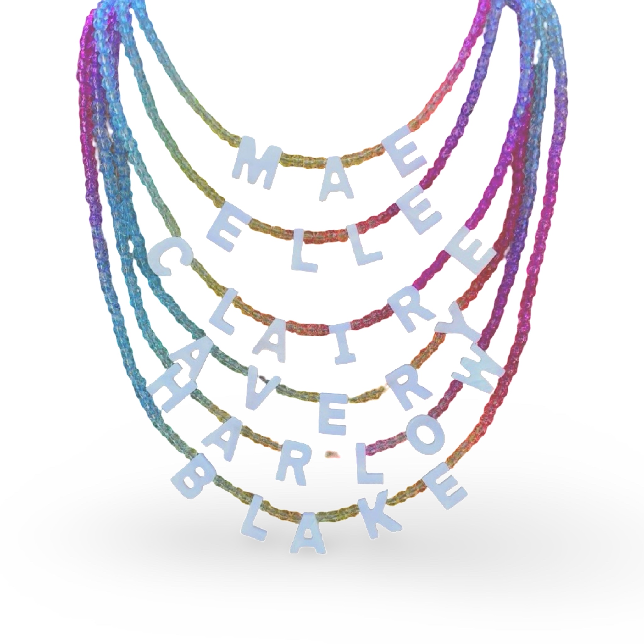 Pearl Letter – Rainbow Ombre Necklace – You Name it by Yonit