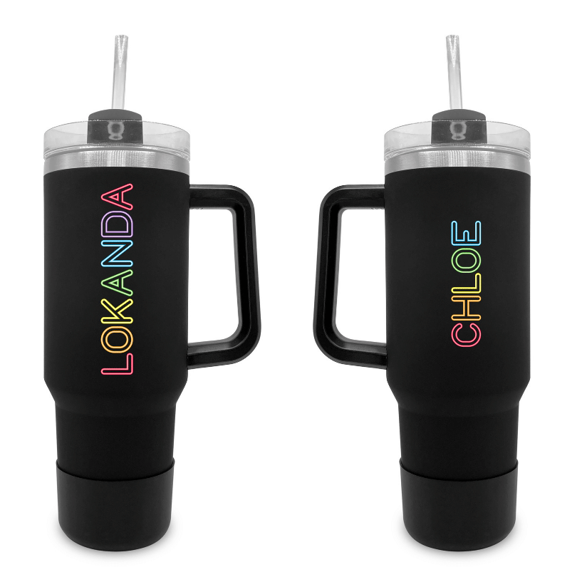 Rainbow Neon- 40 0z Tumbler with Handle – Fanatic