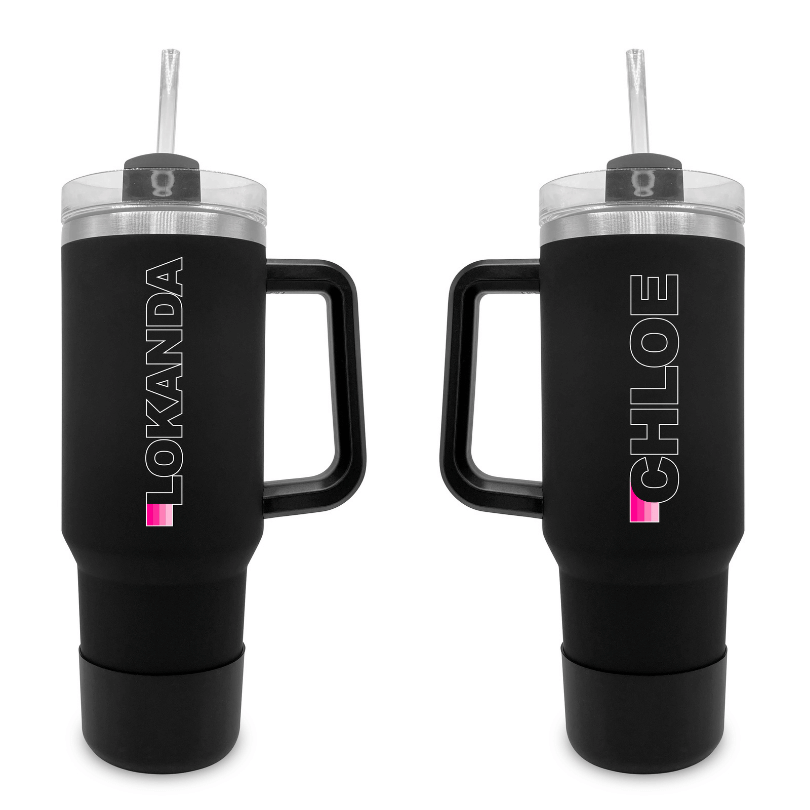 Ombre Stripes (Pink) – 40 0z Tumbler with Handle