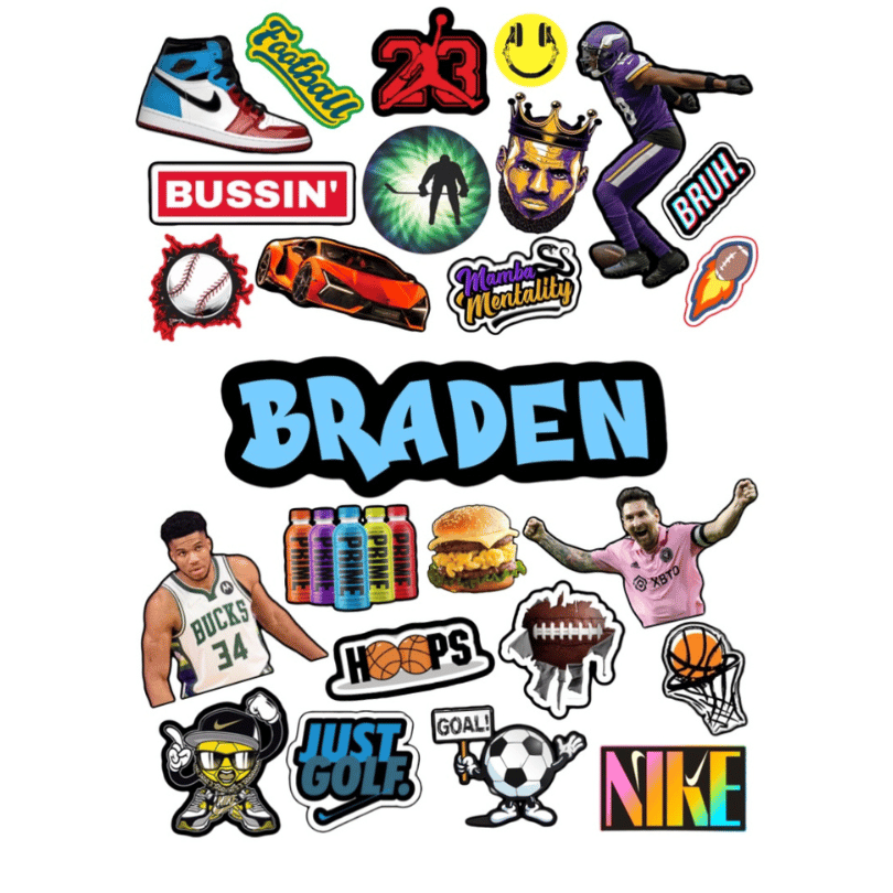 Boys Personalized Sticker Sheet – Bussin -Create’