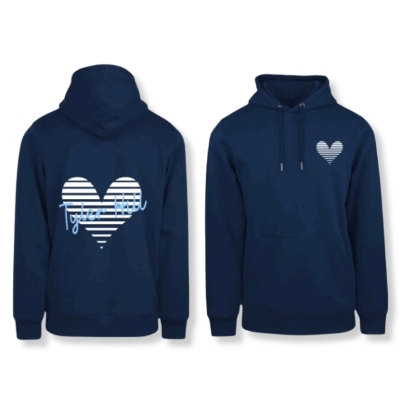 Striped Heart Camp Hoodie (Front & Back) Mother Hustler