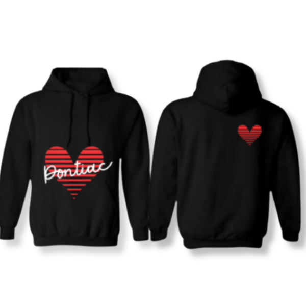 Striped Heart Camp Hoodie (Front & Back) Mother Hustler