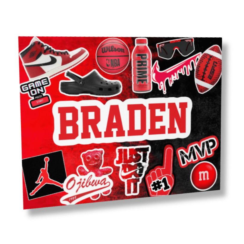 Custom Notecards (Design Your Own) Boys Camp Color Collage Red & Black Create’d