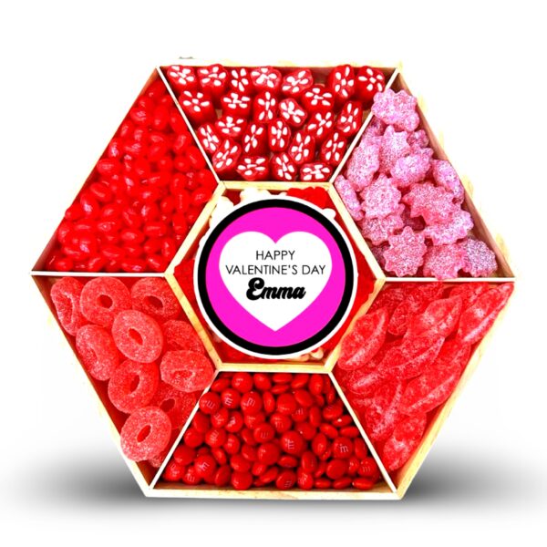 Valentine's Hexagon 7 sections Candy Board - Sunshine Sweets