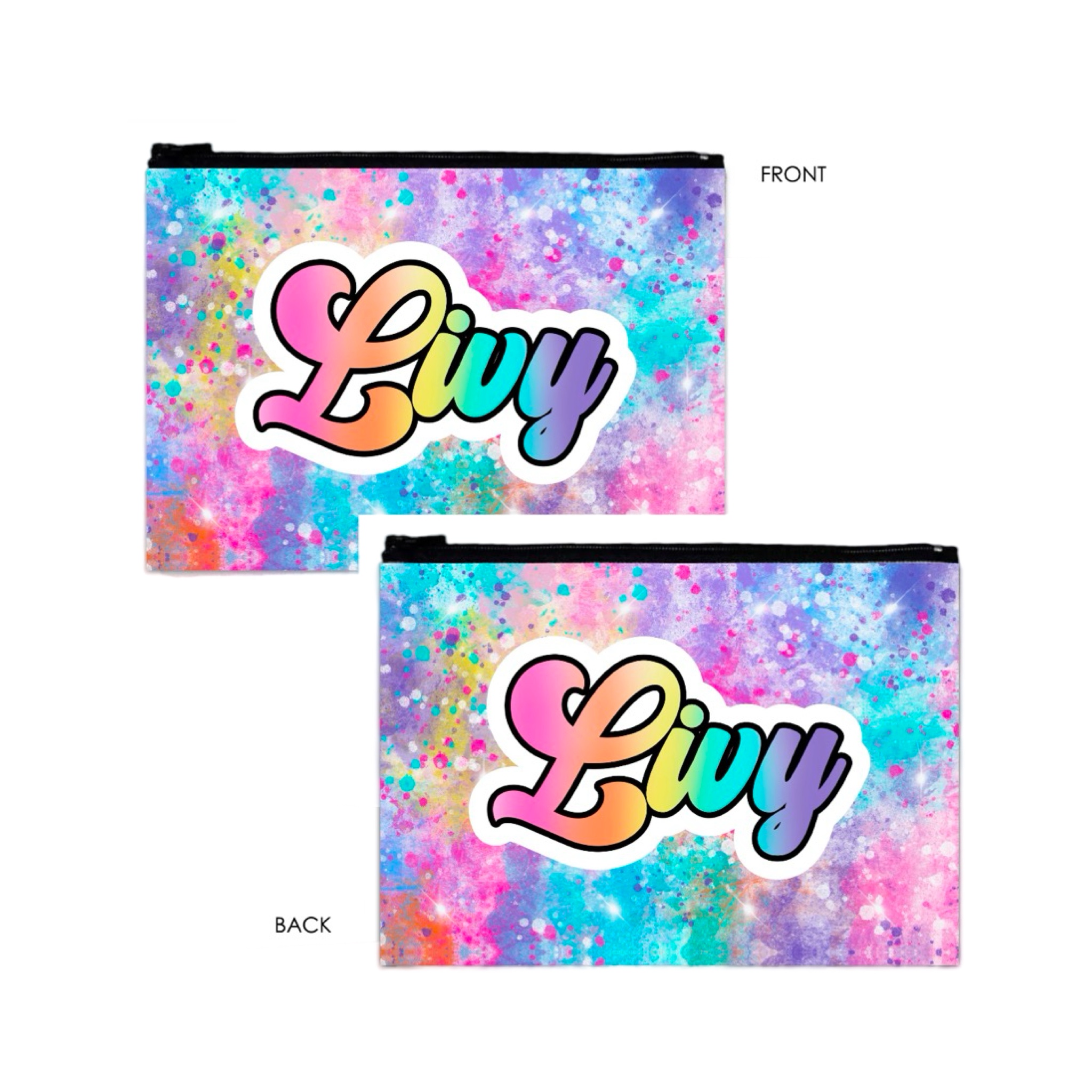 Plush Zipper Pouch – (9″ x 12″) – Namedrops 2025