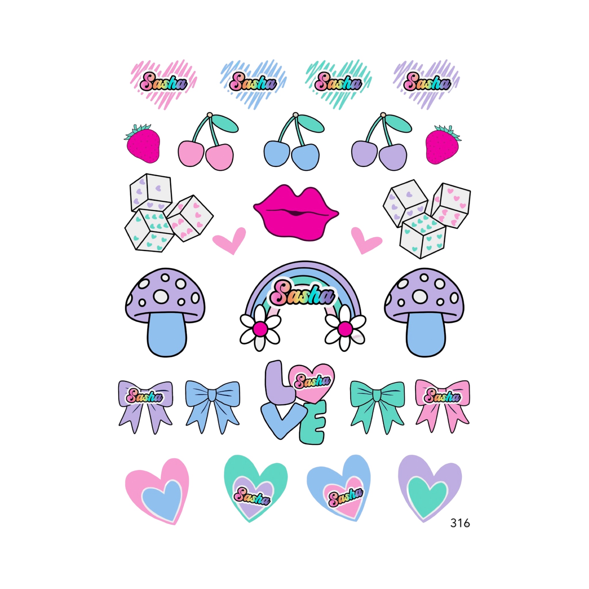Personalized Cling It Sheet CI-316 Pastels – Namedrops 2025