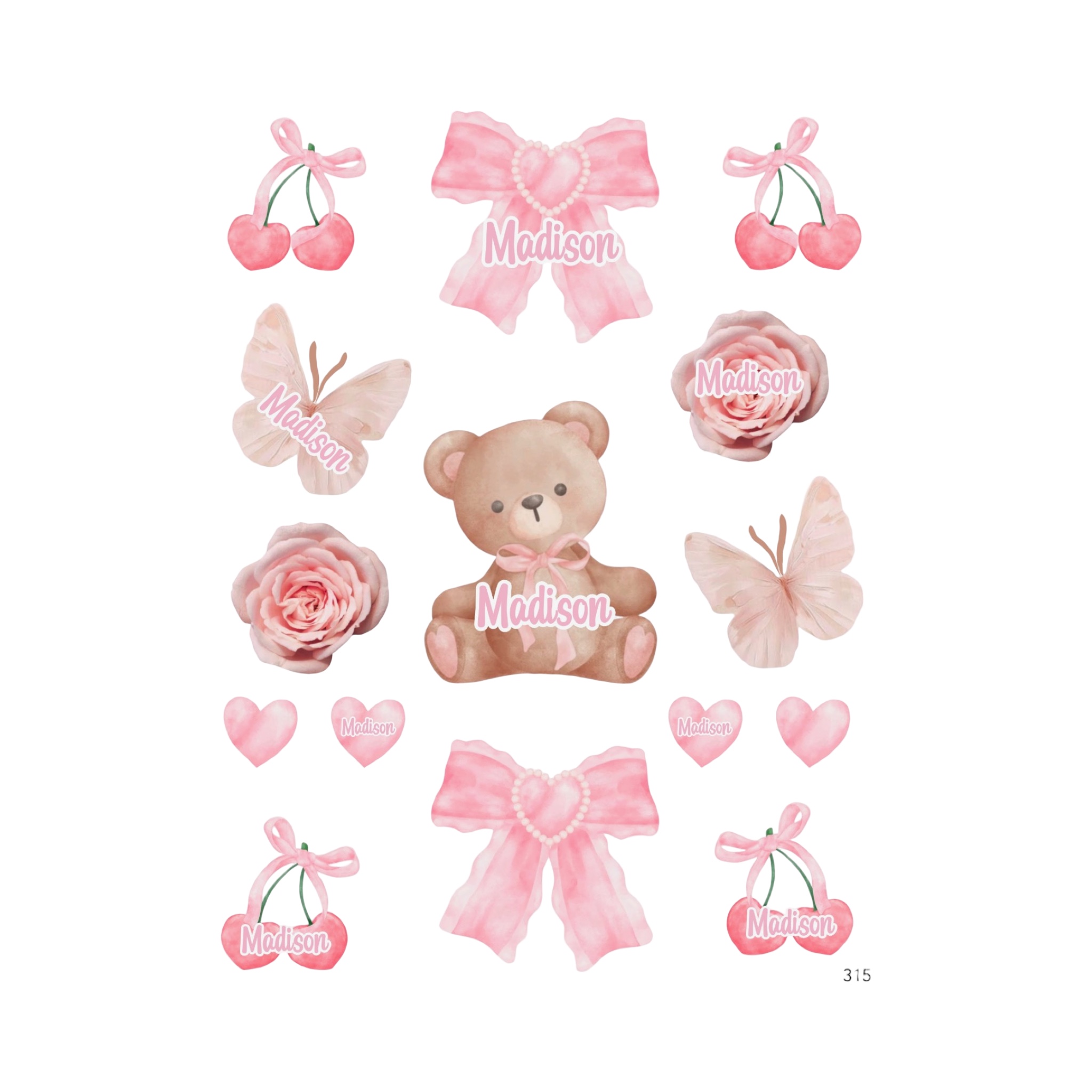 Personalized Cling It Sheet CI-315 Coquette – Namedrops 2025