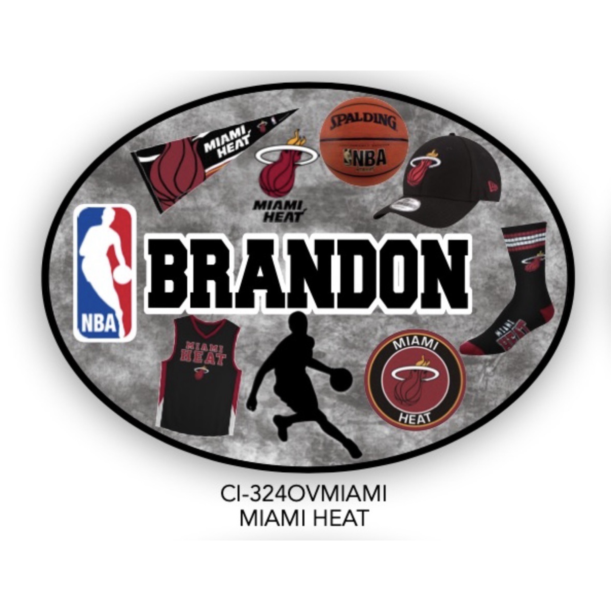 Sports Team Oval Cling It (9″ x 12″) – Miami Heat – Namedrops 2025