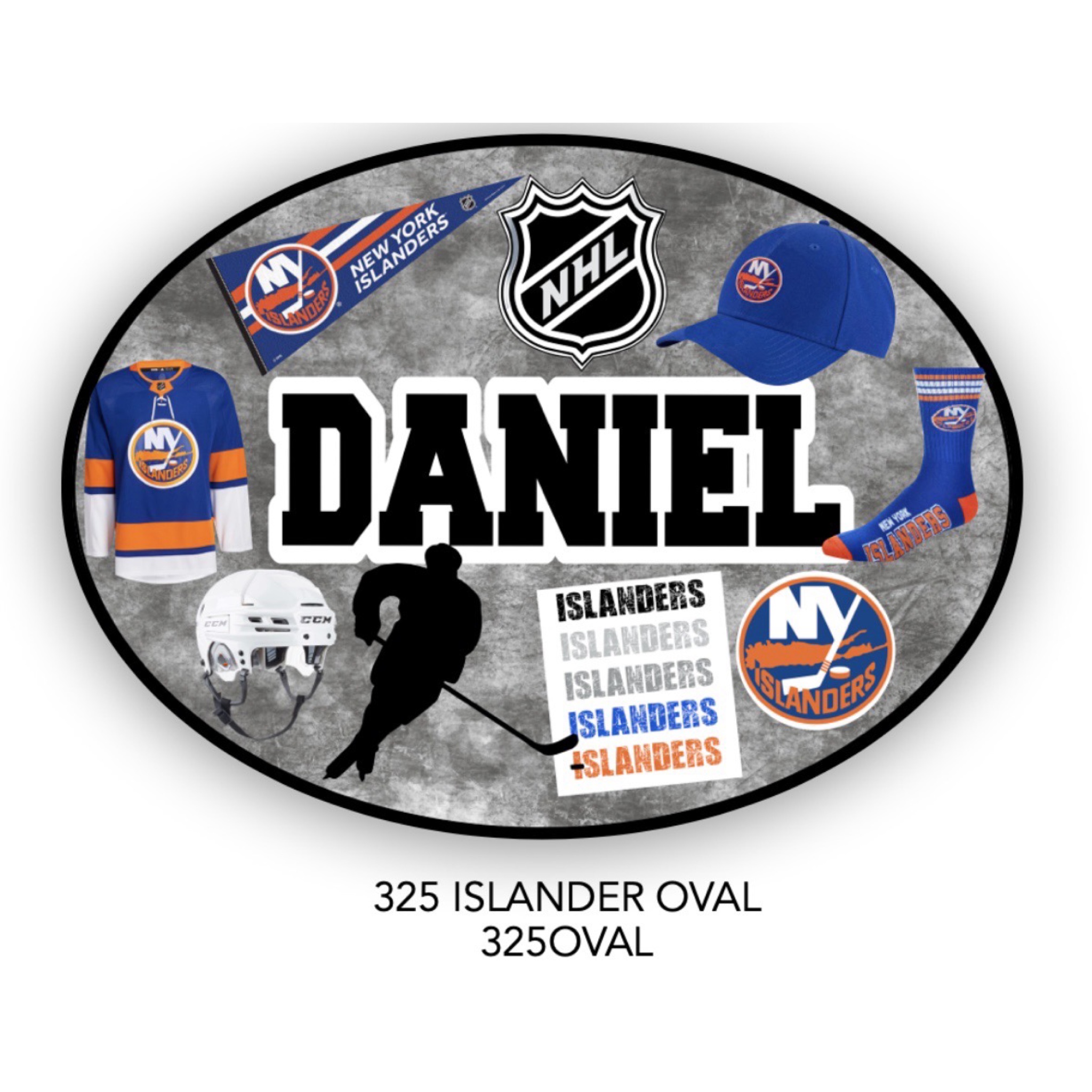 Sports Team Oval Cling It (9″ x 12″) – Namedrops – NY Islanders