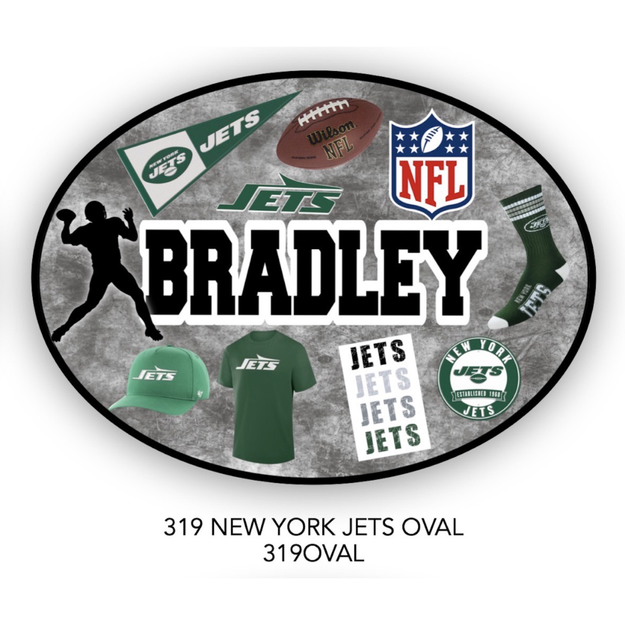 Sports Team Oval Cling It (9″ x 12″) – Namedrops – NY Jets