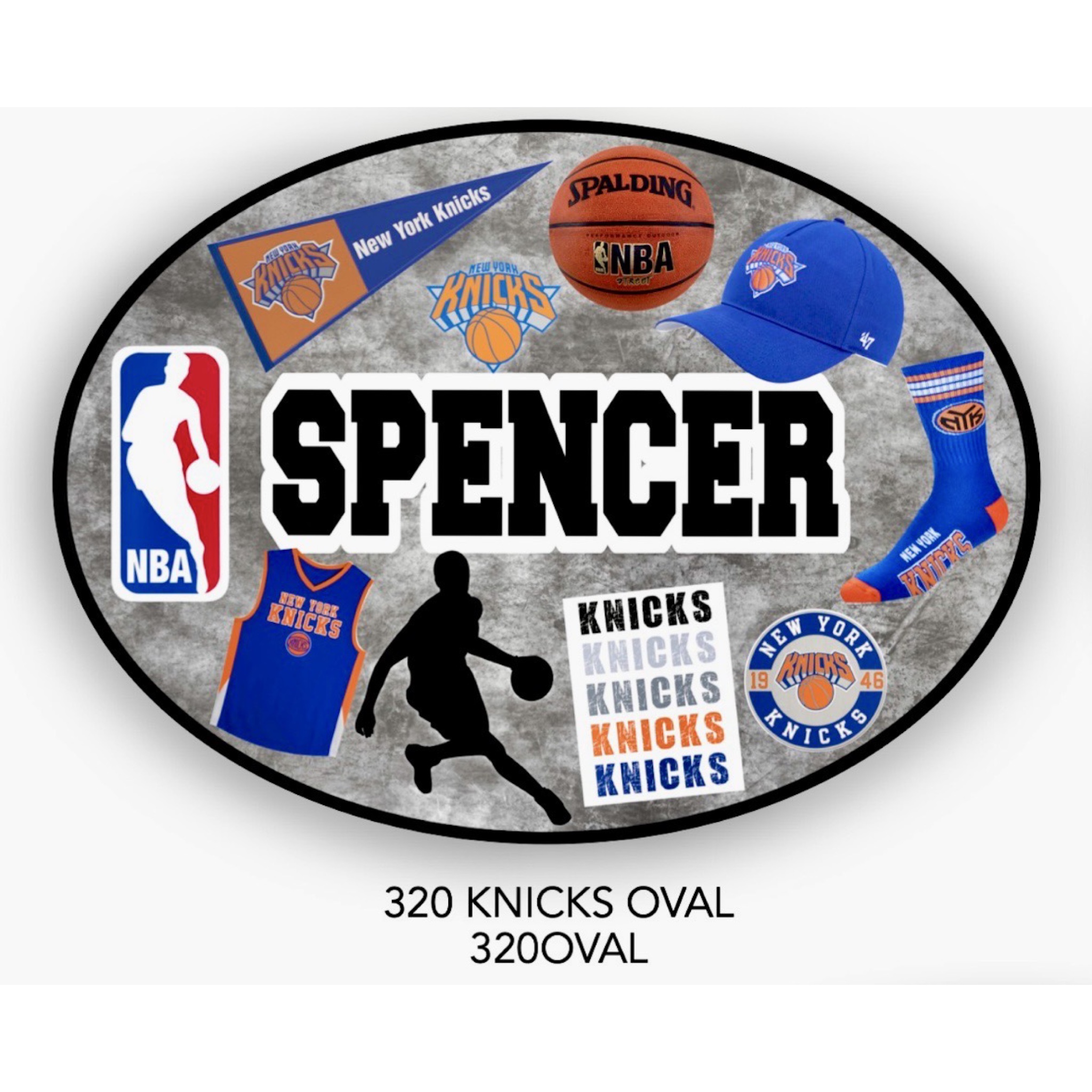 Sports Team Oval Cling It (9″ x 12″) – Namedrops – NY Knicks