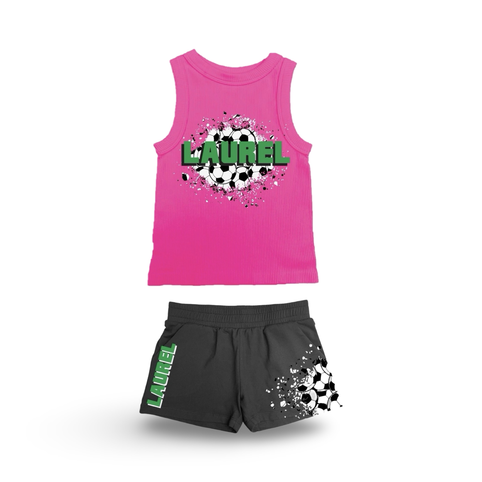 Girl’s Distressed Soccer Splatter – Suzette Brand Youth Tank Top & Suzette Brand Shorts – Hip-P 2025