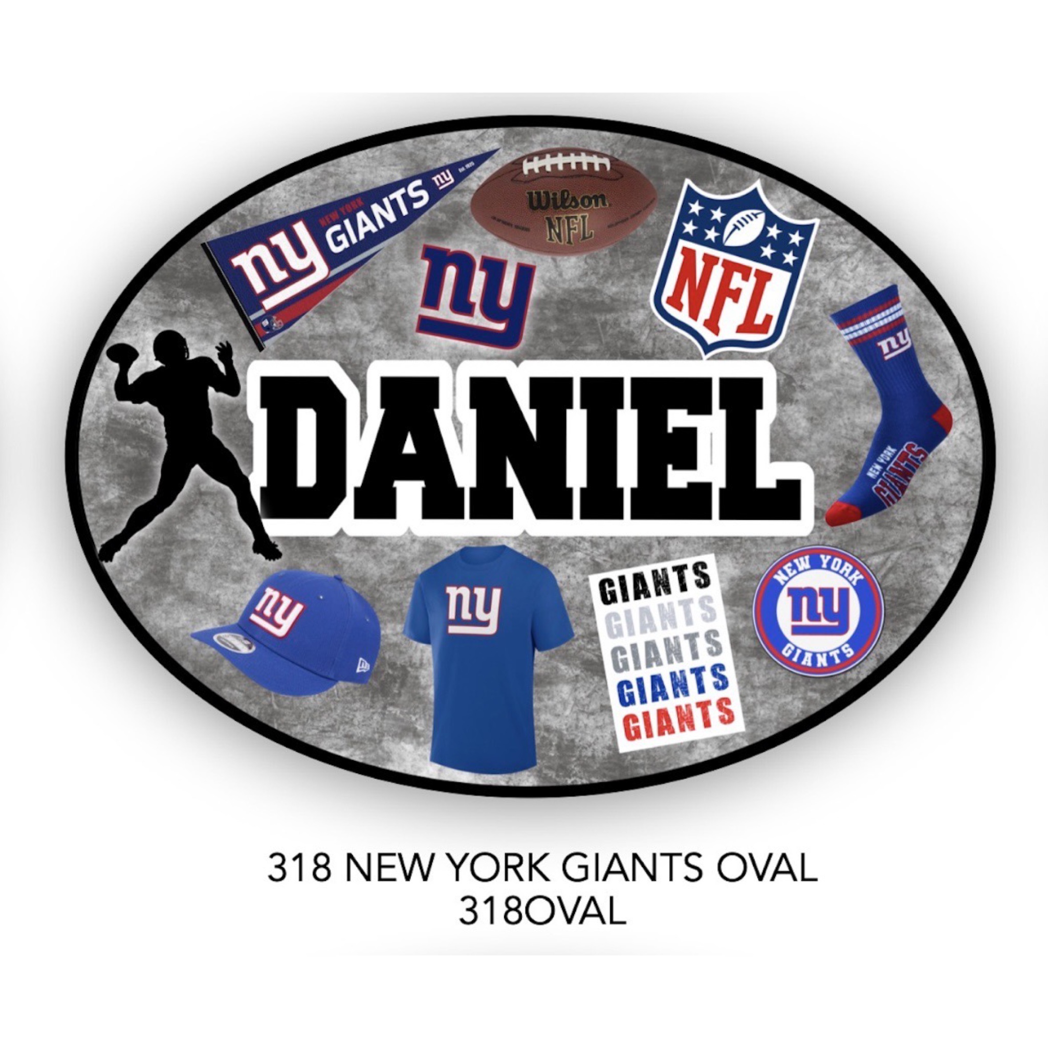 Sports Team Oval Cling It (9″ x 12″) – Namedrops – NY Giants