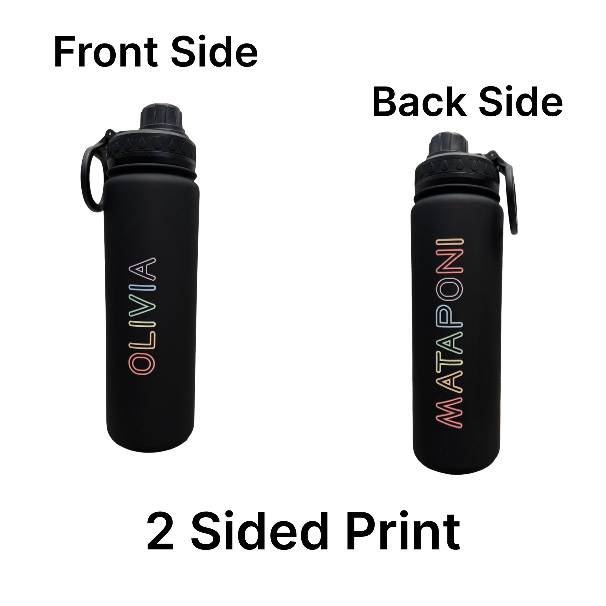 Olivia & Mataponi Rainbow Black Water Bottle – Ready to Ship – R2S