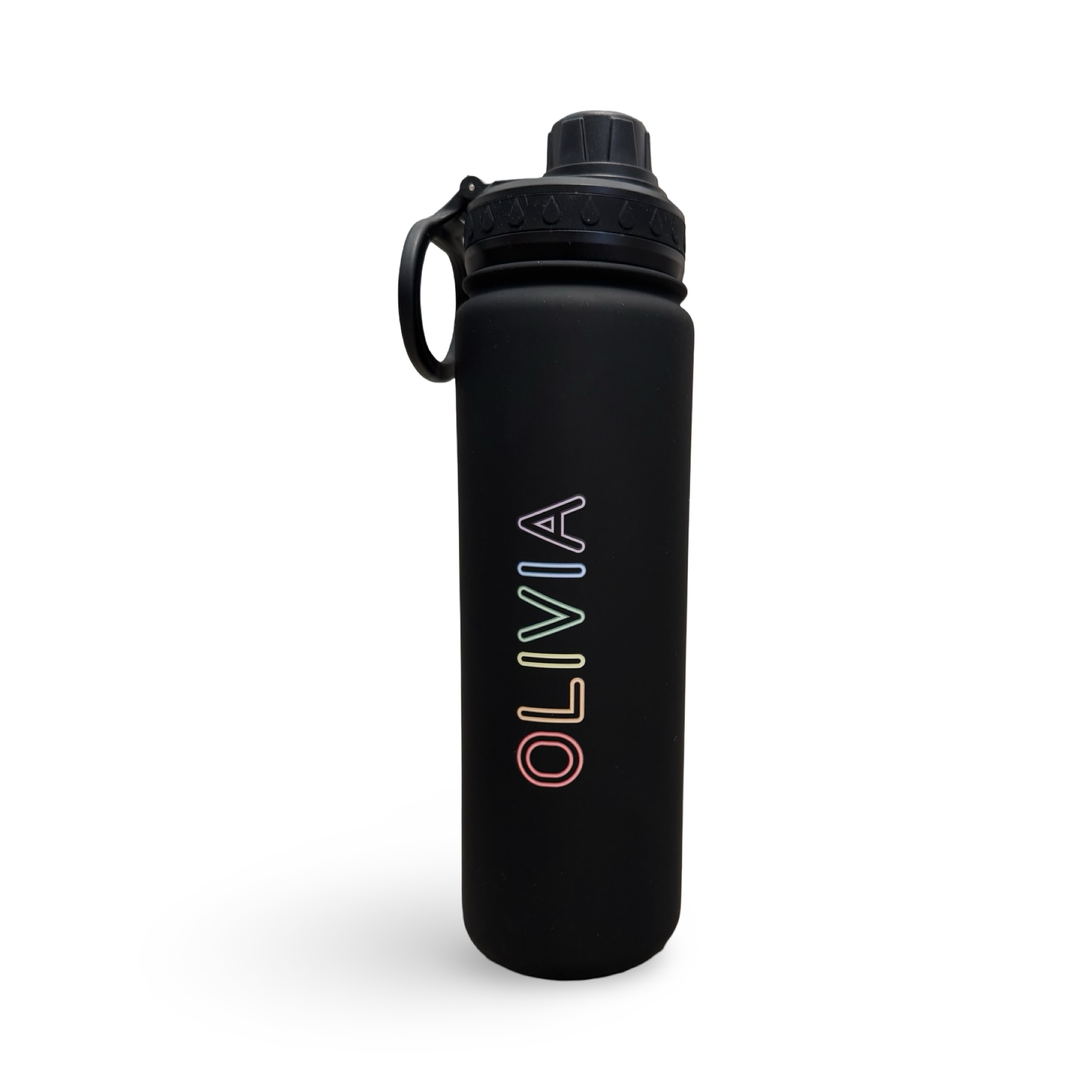Olivia & Mataponi Rainbow Black Water Bottle – Ready to Ship – R2S