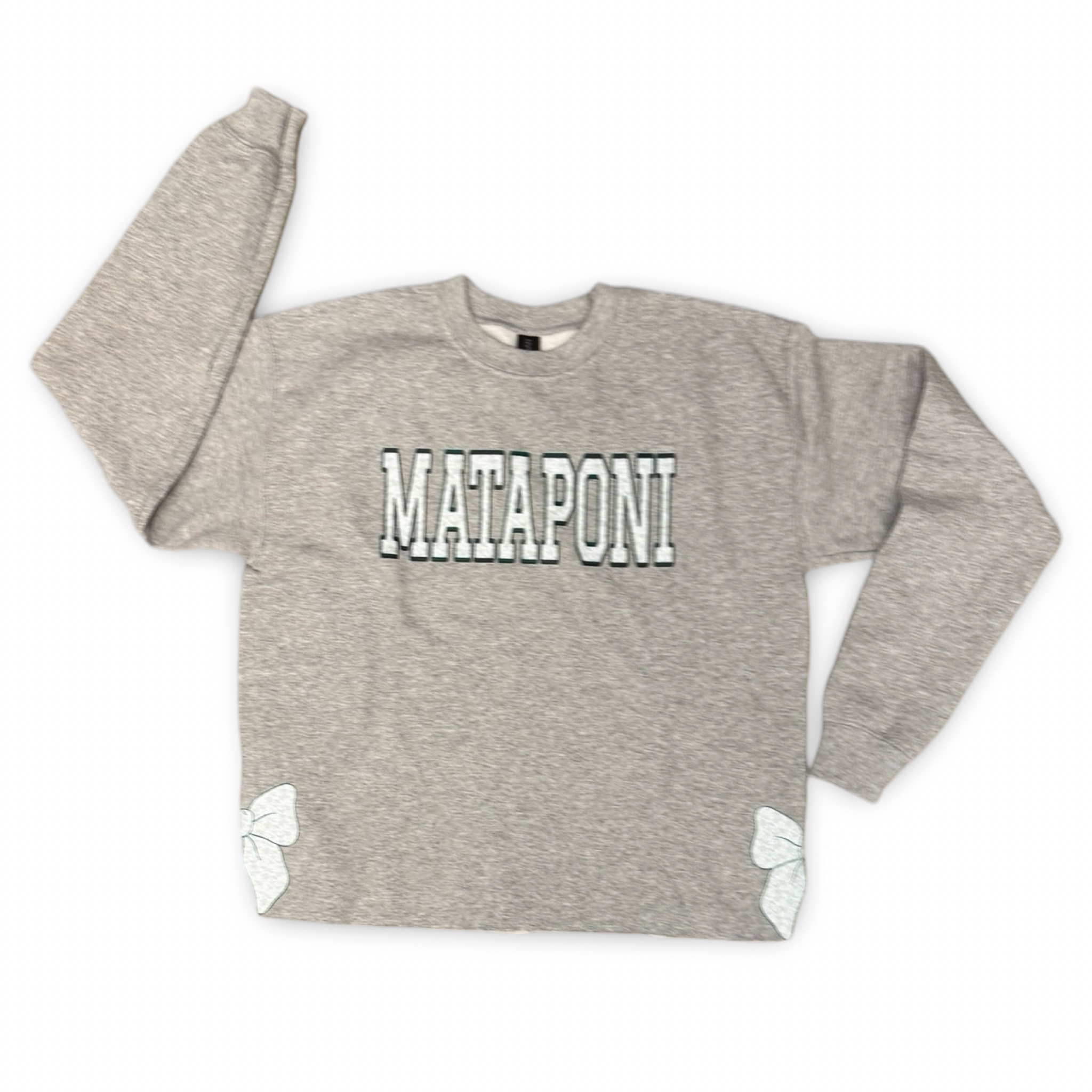 Mataponi Toile Side Bow Grey Crewneck – Youth Large – Ready 2 Ship – R2S