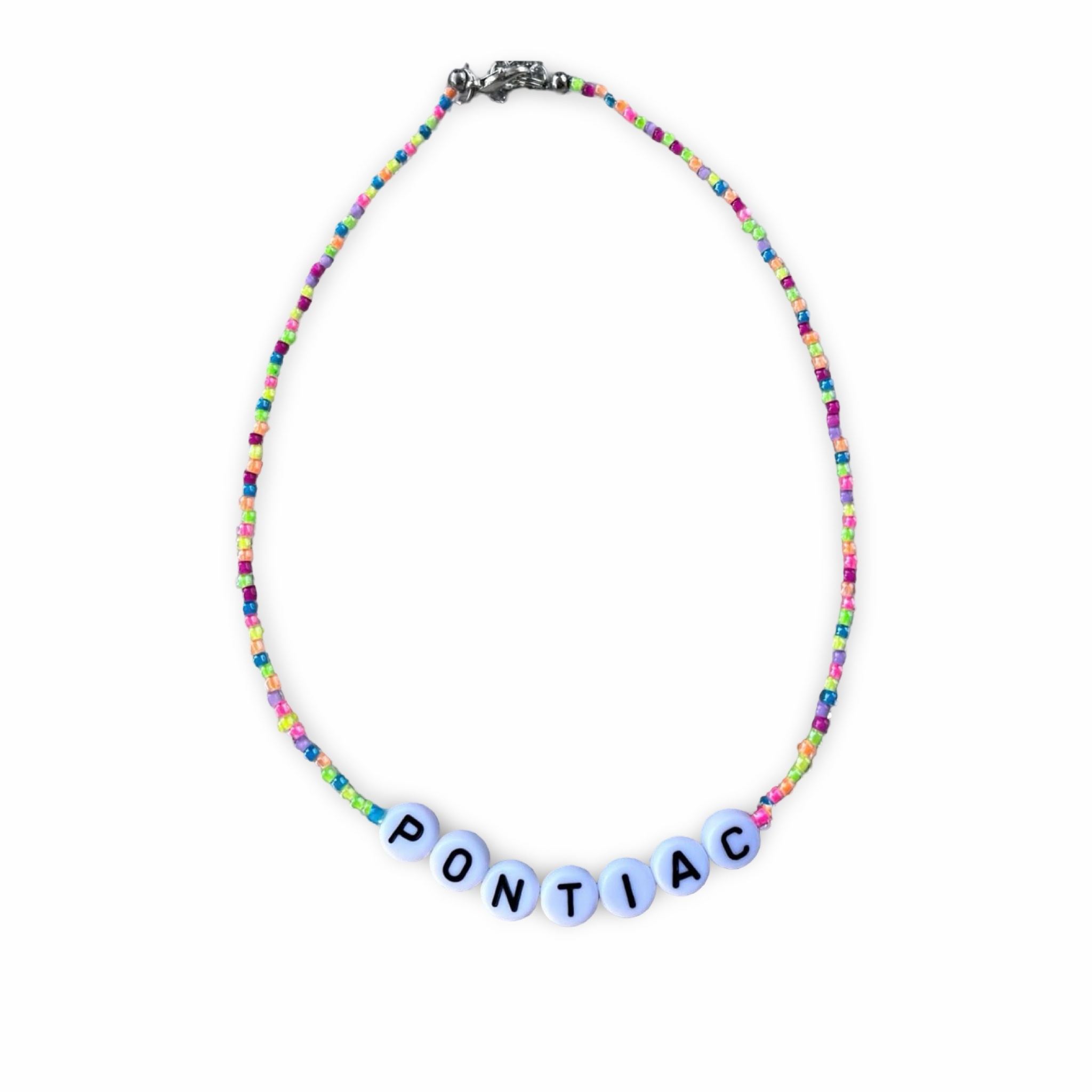 Neon Rainbow Seed Bead Necklace – You Name It by Yonit