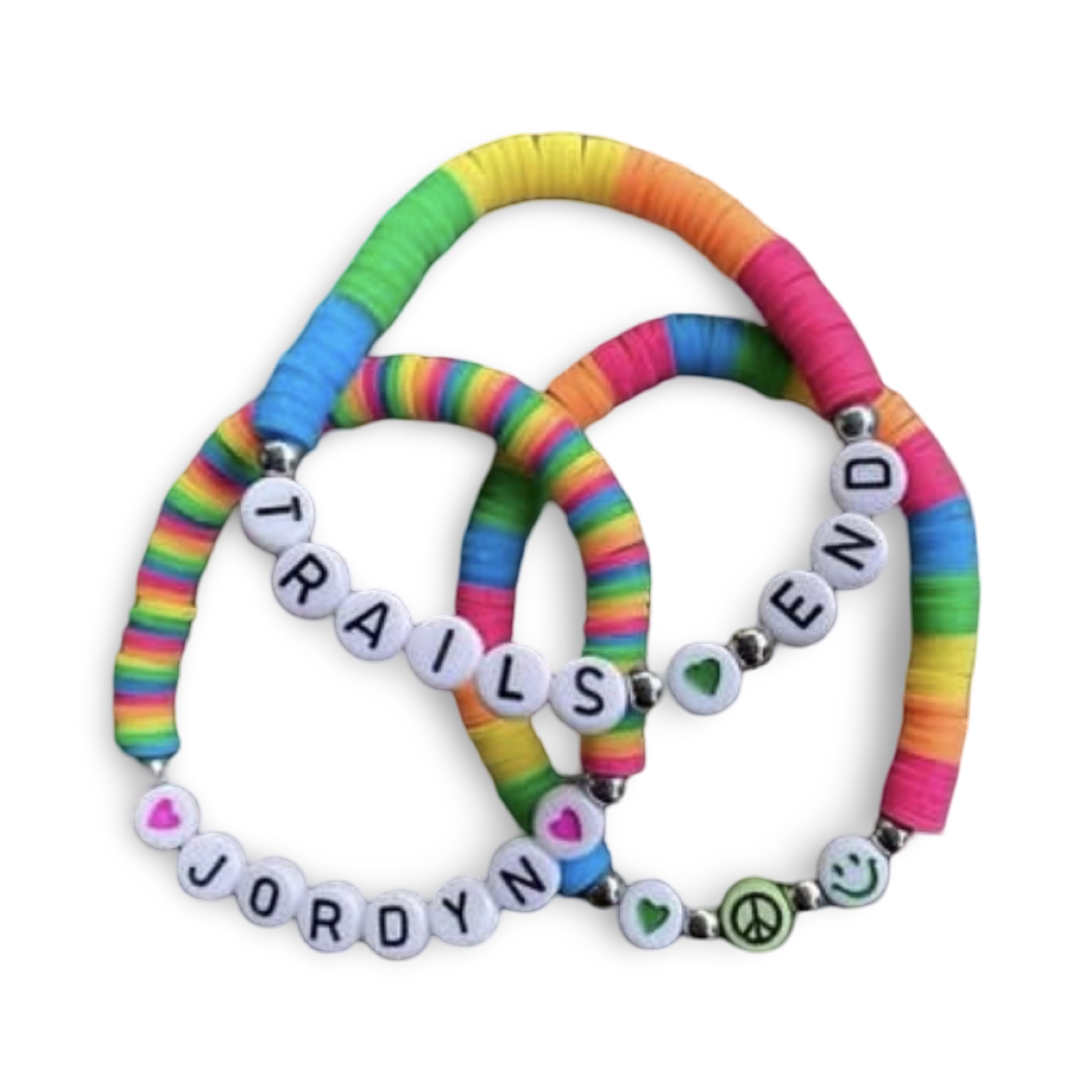 Rainbow Neon Disc Camp Bracelet Stack (Set of 3) – You Name It by Yonit