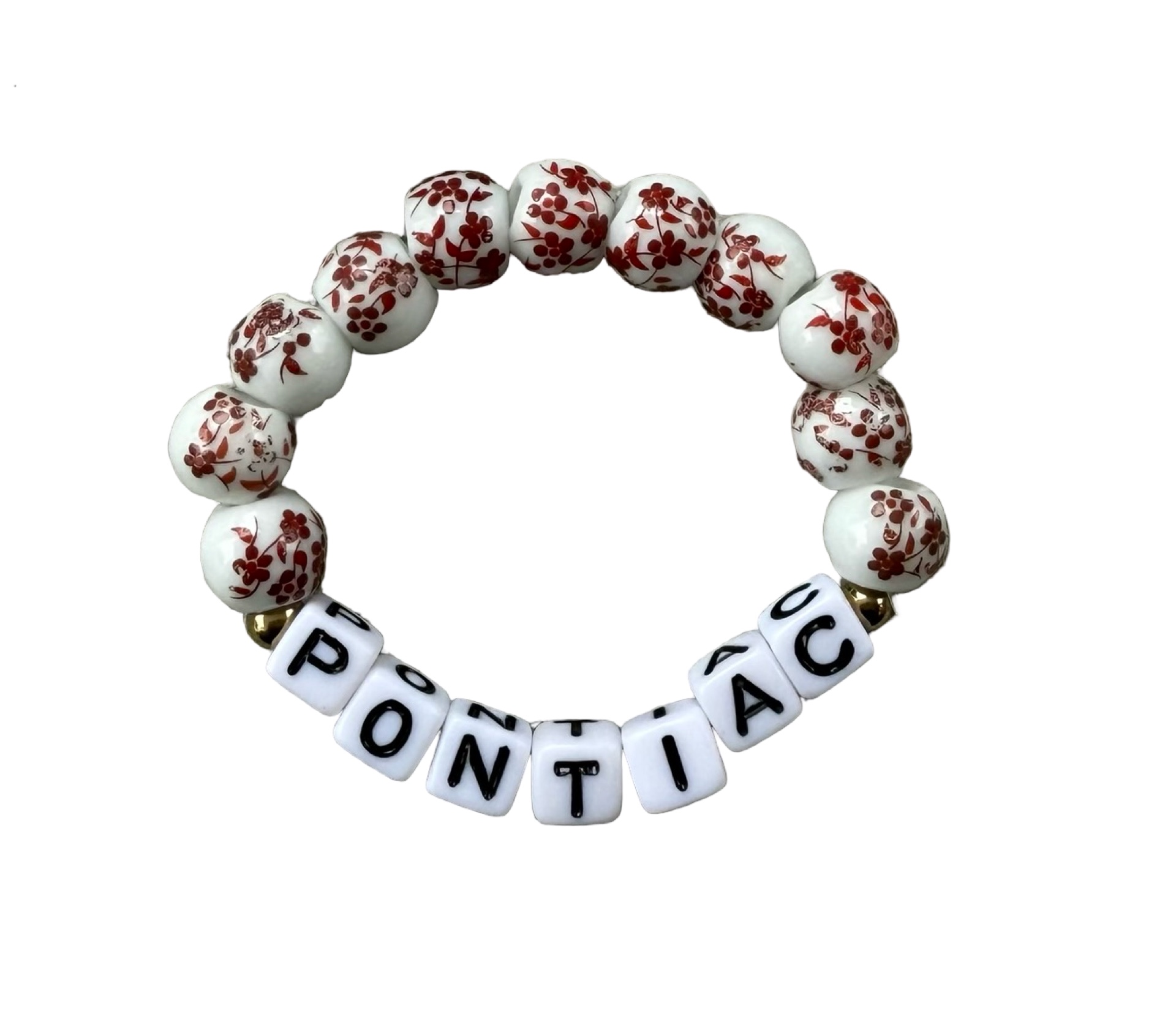 Shabby Chic Bead Camp Bracelet – You Name It by Yonit – (Floral Big Bead Red)