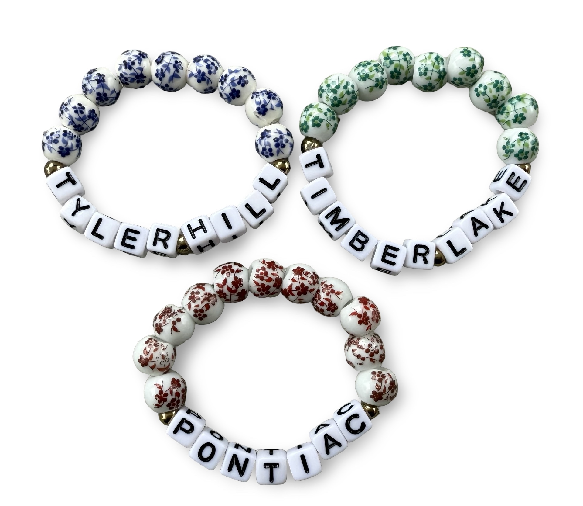 Shabby Chic Bead Camp Bracelet – You Name It by Yonit – (Floral Big Bead)