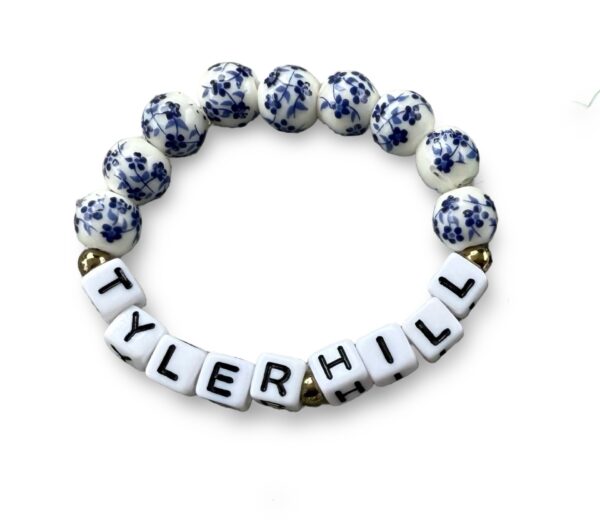 Shabby Chic Bead Camp Bracelet - You Name It by Yonit (Floral Big Bead Blue)