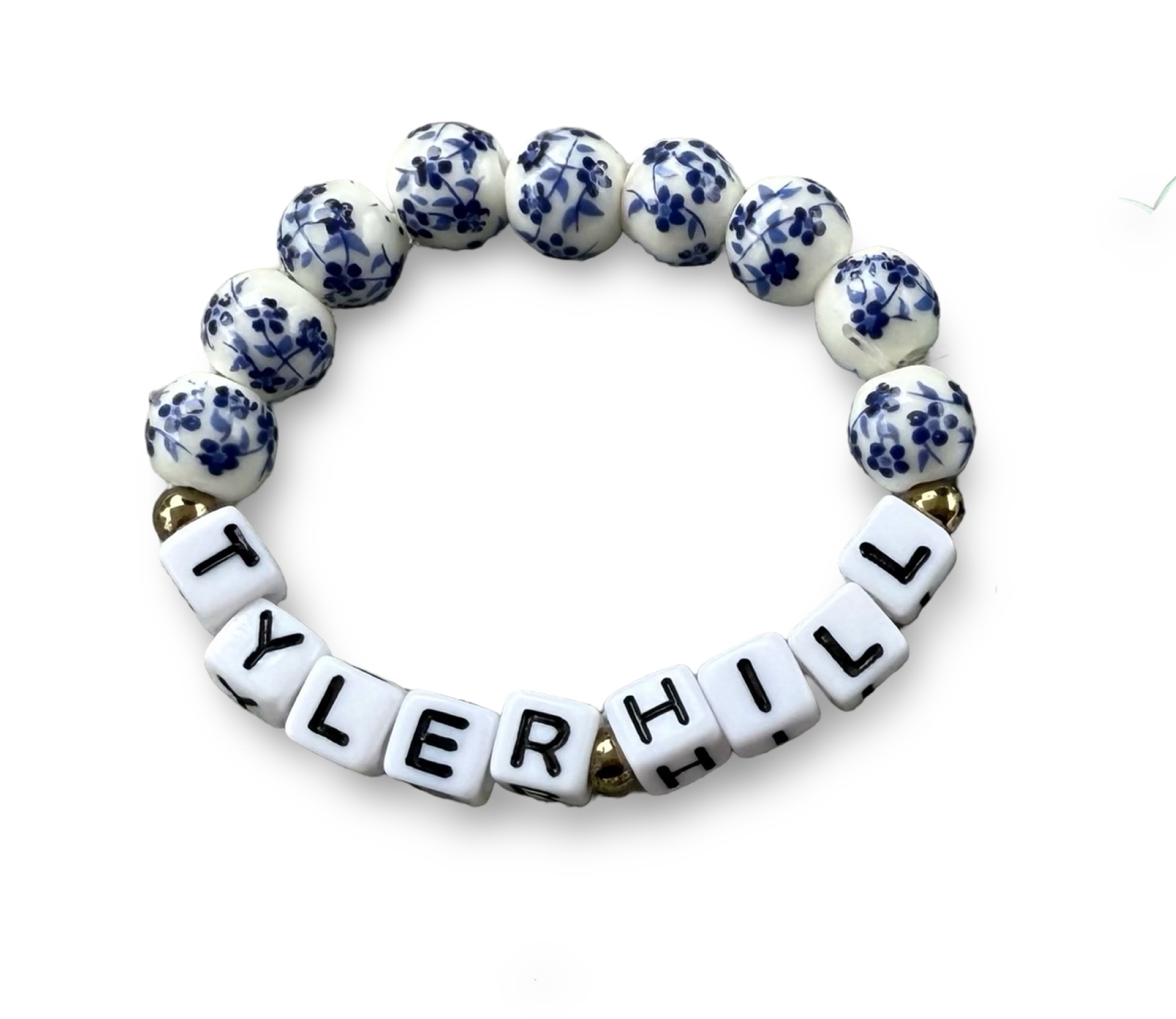 Shabby Chic Bead Camp Bracelet – You Name It by Yonit (Floral Big Bead Blue)