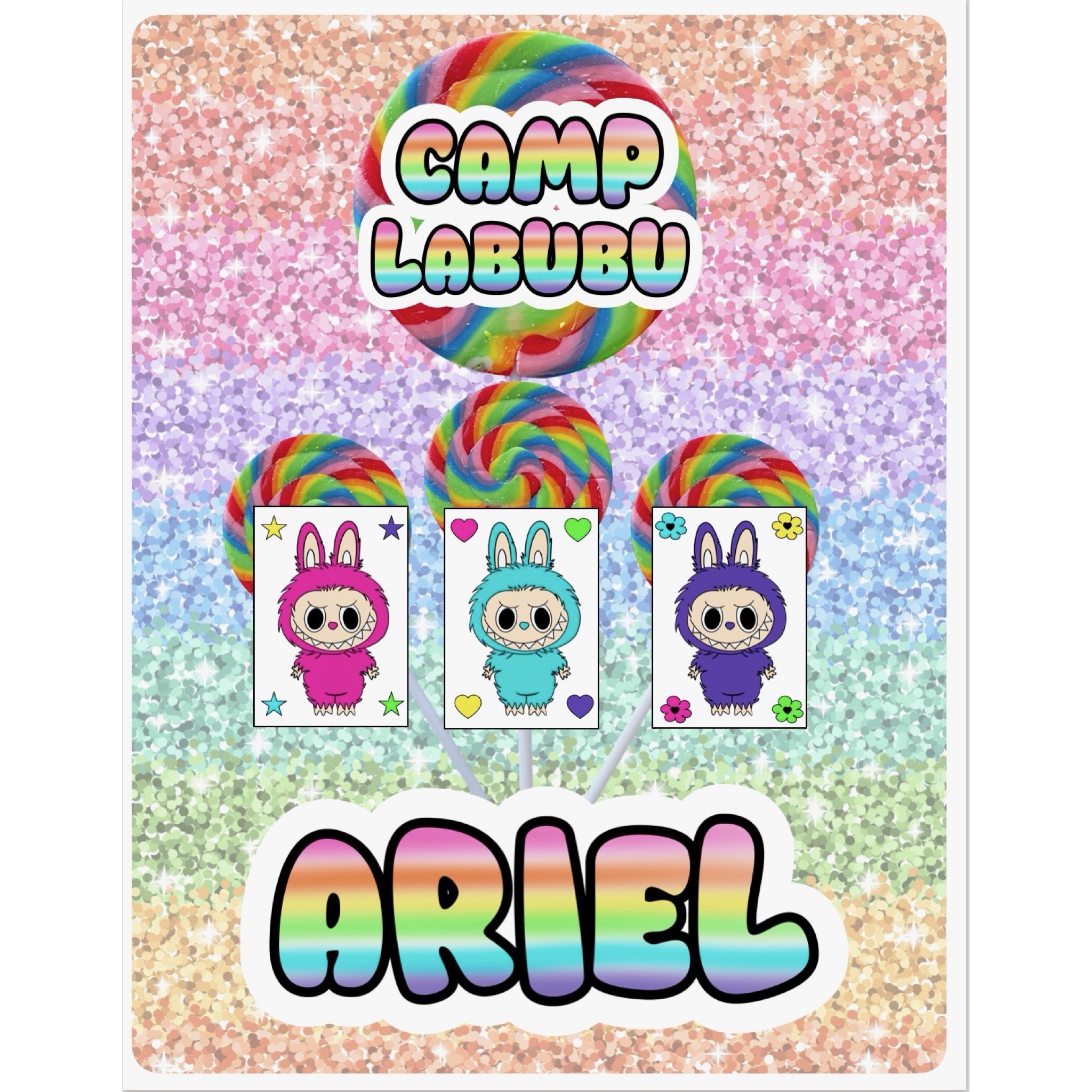 Autograph Cling-It Lollipop Bouquet – Sunshine Sweets & Namedrops – 1-CP Labubu