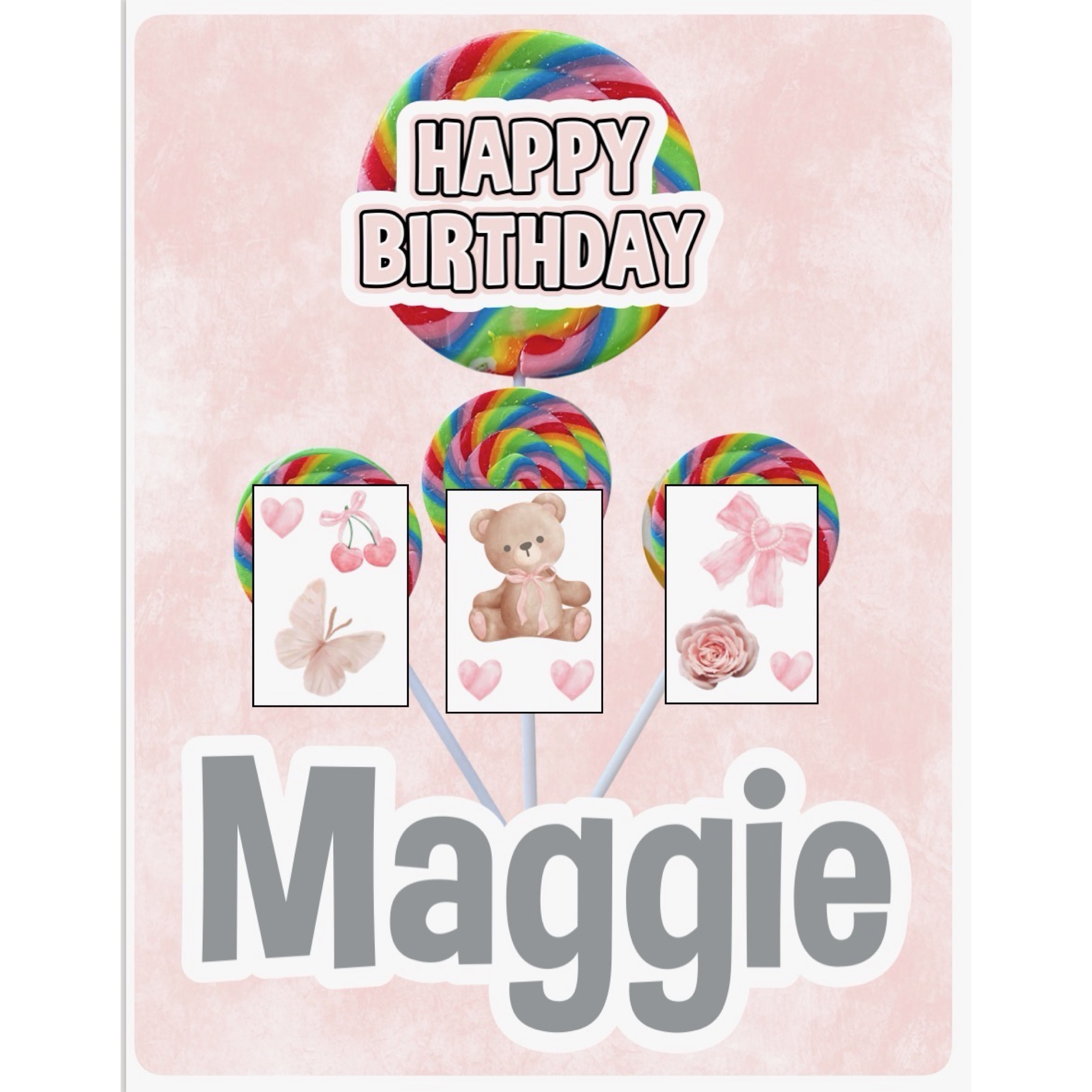 Autograph Cling-It Lollipop Bouquet – Sunshine Sweets & Namedrops – 3 – CP Bow & Bear