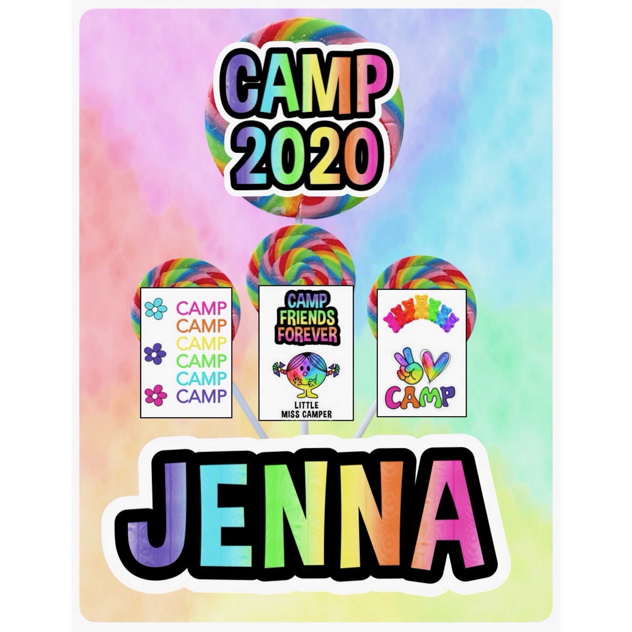 Autograph Cling-It Lollipop Bouquet – Sunshine Sweets & Namedrops – 4 – CP Rainbow